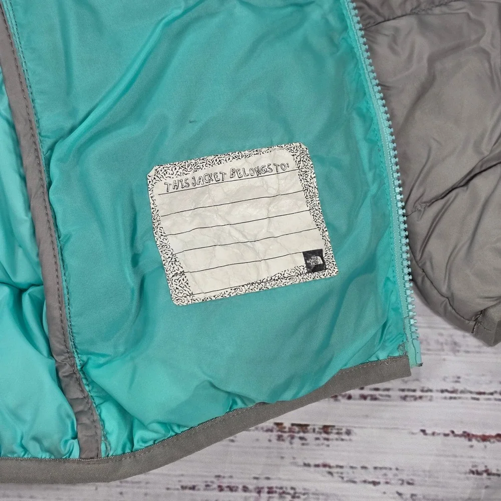 The North Face Silver Gray Down Jacket Girls XL 18 Excellent Aconcagua Puffer